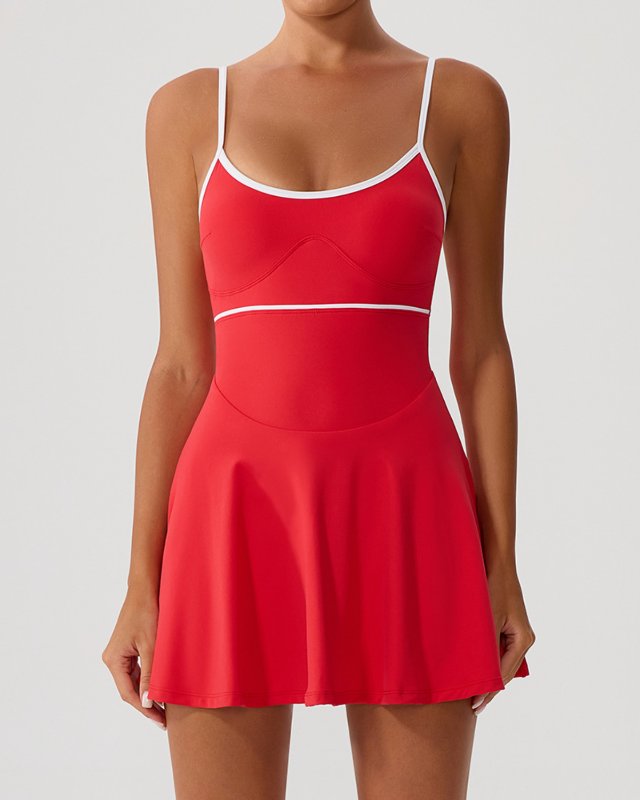 Color-Block Built-In Bra Open-Back Tennis Sports Bra — tennis & golf development style SD-0020