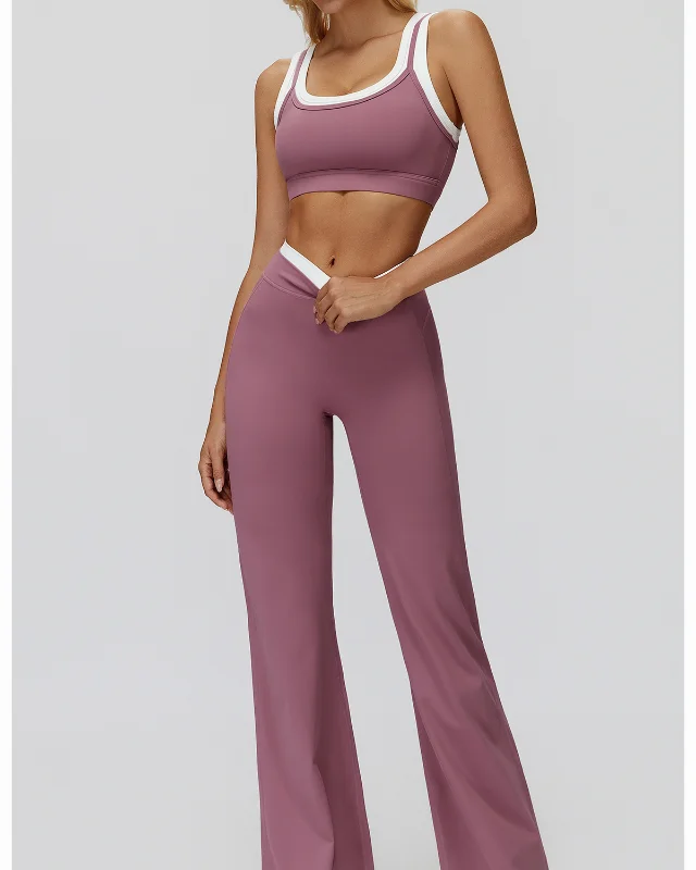 High-Rise Brushed Color-Block Flared Leggings — leggings development style SD-0350